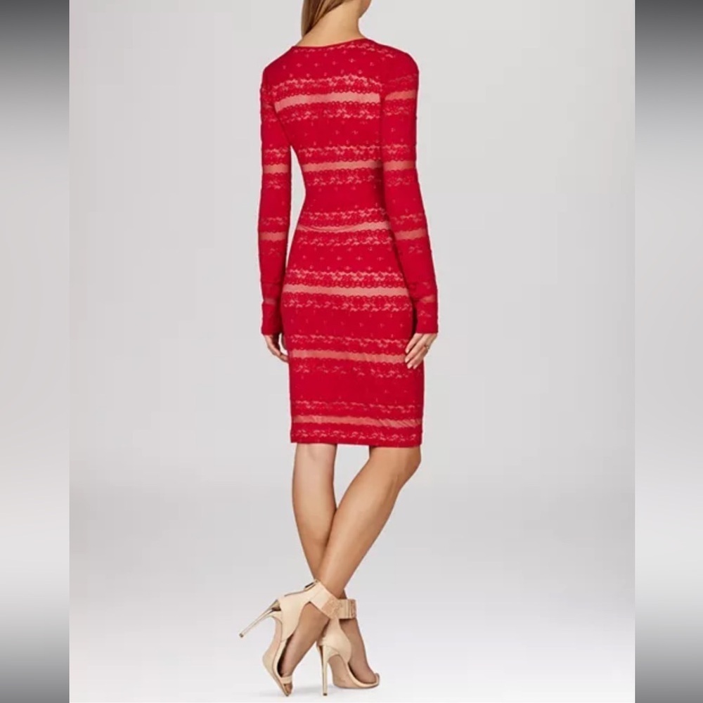 BCBGMaxAzria ‘Tanya’ Stripe Lace Dress In Sangria Women’s Size Medium Tall - Picture 15 of 16